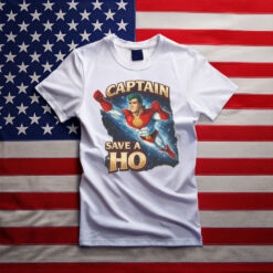 Captain Save A Ho Retro Superhero Illustration Shirt