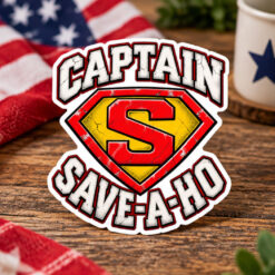 Captain Save-A-Ho Superhero Sticker